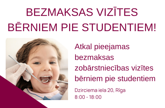 Atkal pieejamas bezmaksas zobārstniecības vizītes bērniem