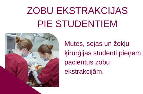 Zobu ekstrakcijas pie mutes, sejas un žokļu ķirurģijas studentiem