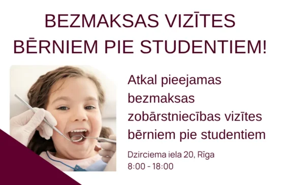Atkal pieejamas bezmaksas zobārstniecības vizītes bērniem